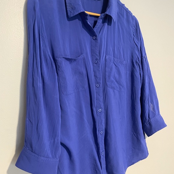 Indigo button up blouse - Picture 1 of 6